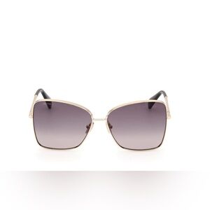 MaxMara Women's Sunglasses with Gold Frame and Black Temples